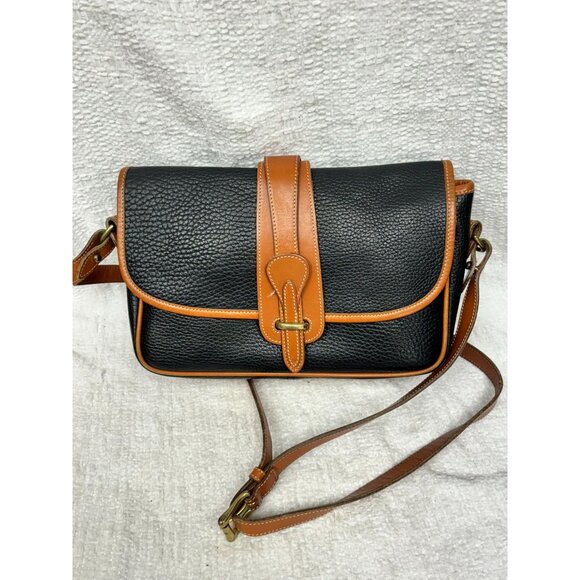 Dooney & Bourke Handbags - Dooney & Bourke Vintage Black All Weather Pebbled Leather Equestrian Crossbody P